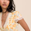 Yellow Floral Lace Trim Aida Mini Dress