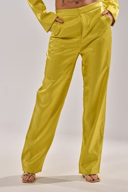 AKIRA Cleo Trouser Pants In Chartreuse | Size 1X