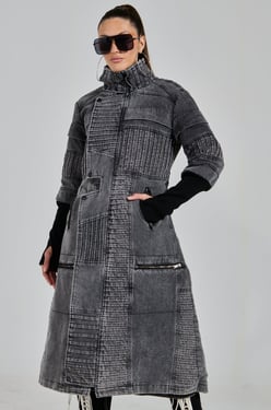 AKIRA Vortex Denim Trench Coat | Size Small