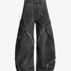Retro Washed Distressed Deconstructed Patchwork Barrel Jeans - Gray / M