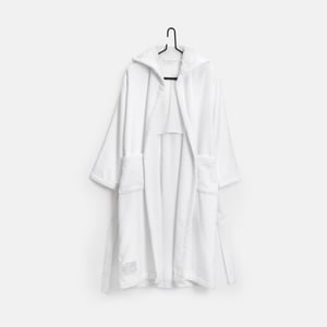 Signature Hooded Robe X-Large PROSSIONI® White Signature Robe Terry , Luxury Organic Bathrobes for Women and Men , PROSSIONI