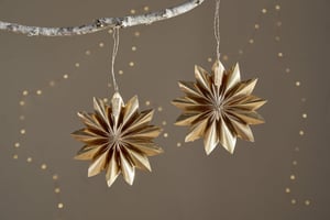 nkuku Amata Brass Star Baubles Set Of 2 | Christmas Decorations | Antique Brass
