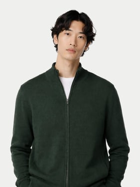 Essential Full-Zip Cashmere Cardigan - 3XL / Green / MK03-119