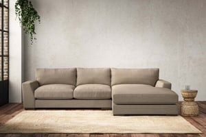 nkuku Guddu Right Hand Chaise Sofa | Make To Order | Medium | Brera Linen Pebble