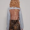 Party Back Shirt - Gold Sequin - Light Blue Denim