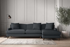 nkuku Deni Right Hand Chaise Sofa | Make To Order | Grand | Recycled Cotton Thunder