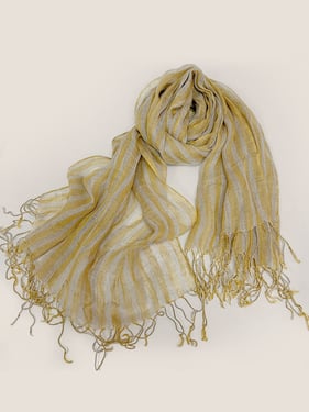 Linen Checkered Lightweight Scarf - Yellow / One Size