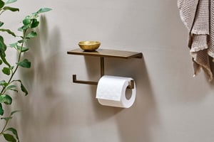 nkuku Mahi Wall Mounted Toilet Roll Holder | Bathroom | One Size | Brass