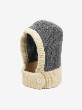 Retro Color-Block Chunky Knit Balaclava Hats - Gray / One size