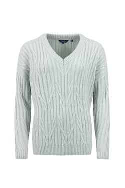 Weird Fish Ambius Cable Knit Sparkle Jumper Cool Mist Size 8