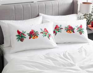 QE Home Pillow Talk Pillowcases in Cardinals, Seasonal, White