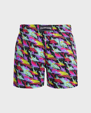 Vilebrequin - Men Stretch Short Swim Shorts Whales Offset - Swimwear - Monrise - Blue - Size XXXL