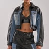 AKIRA Down Time Mixed Media Bomber Jacket | Black | Size Medium