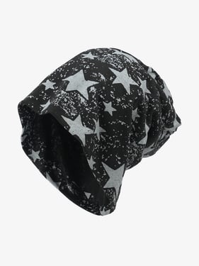 Street Double-Layer Five-Pointed Star Pullover Hat - Black / ONE SIZE