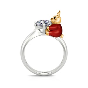 Jeulia Hug Me "Mr. Rabbit" Round Cut Sterling Silver Ring