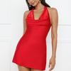 Midnight Whirl Halter Mini Dress Red