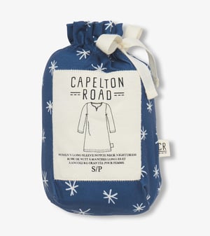 Women's Blue Snowflakes Polyknit Long Sleeve Nightshirt