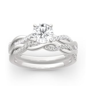 Jeulia Twist Round Cut Sterling Silver Ring Set