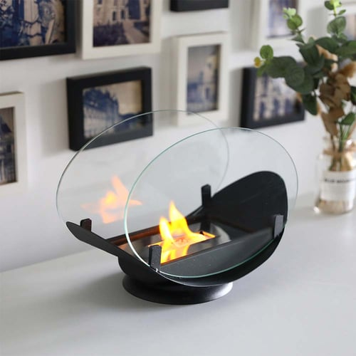 24.5 cm High Portable Tabletop Fireplace | Ventless Bio-Ethanol Fire Pit for Indoor & Outdoor Use | Elegant Decorative Flame