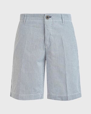 Vilebrequin - Men Cotton Bermuda Shorts Seersucker - Bermuda - Ponche - Blue - Size 40