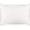 Ivory Oxford Pure Silk Pillowcase - Grey Piping - Standard / Oxford - Ivory, Grey Piping