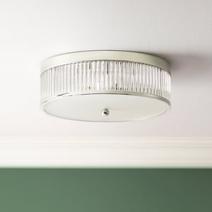 Round Roddy IP44 flush ceiling light in Nickel and clear glass