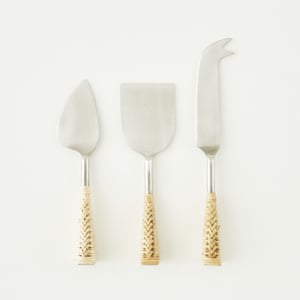 Varna Rattan Wrapped Cheese Knife Set (3-Piece)