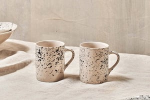 nkuku Ama Mug Set Of 2 | Tableware | Off White/Black
