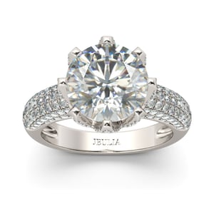 Jeulia Large Stone Round Cut Sterling Silver Ring