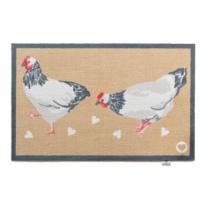 Chicken 1 Beige Washable Doormat - 65x100cm