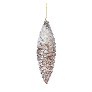 Isabelle Large Frosted Brown Pine Cone Glass Ornament, Set Of 3