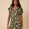 Black Floral Frill Sleeve Martha Midi Dress