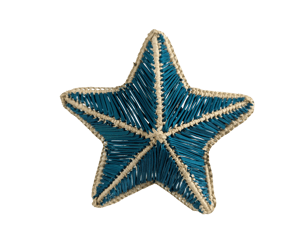 Starfish Handwoven Iraca Napkin Ring - Solid Color (one solid color) / Blue