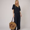 Beige Raffia Embroidered Basket Bag