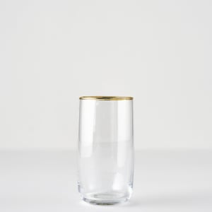 Premium Highball Glass with Silver/Gold Rim - Gold