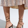 AKIRA Lowri Snake Spiral Stiletto Sandal | Brown | Size 6