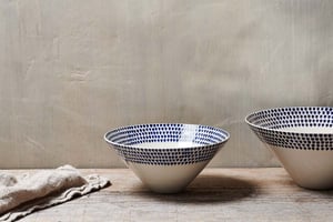 nkuku Indigo Drop Serving Bowl | Serveware | Medium | Cream & Indigo