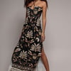 Goddiva Printed Tie Back Maxi - Black