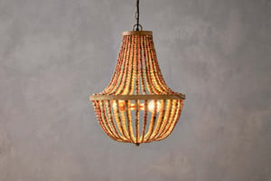 nkuku Neela Mango Wood Pendant | Lights | One Size | Brera Linen Pebble
