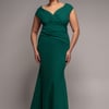 Goddiva Plus Bardot Pleated Maxi Dress - Emerald