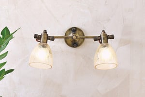 nkuku Rarni Recycled Glass Double Wall Light | Lights | Gold | Antique Brass
