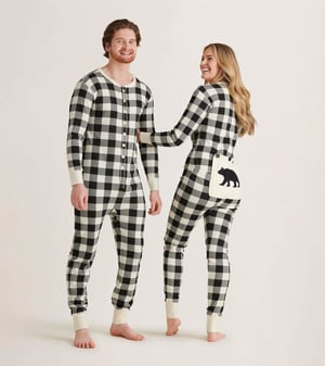 Cream Plaid Adult Onesie