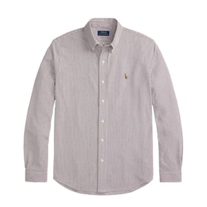Polo Ralph Lauren Striped Knit Oxford Shirt Classic Wine / White