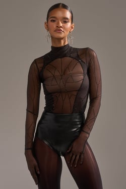 AKIRA Spider Girl Mesh Bodysuit | Black | Size XL