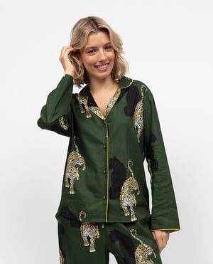 Olive Womens Leopard Print Pyjama Top - 28