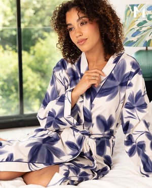 Indigo Womens Floral Print Long Dressing Gown - 26