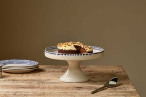 nkuku Indigo Drop Ceramic Stand | Serveware | One Size | Cream & Indigo