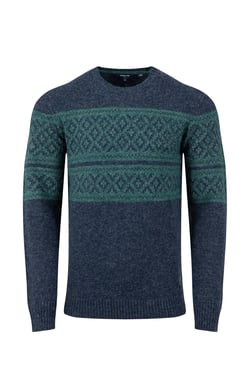 Weird Fish Wicklow Fair Isle Crew Neck Jumper Navy Size 5XL