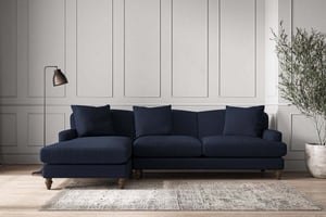 nkuku Deni Large Left Hand Chaise Sofa | Make To Order | Brera Linen Indigo | No Colour