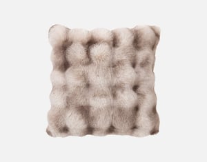 QE Home Bubble Faux Fur Square Cushion With Removable Insert in Marled, Geometric, Beige, 18" x 18"